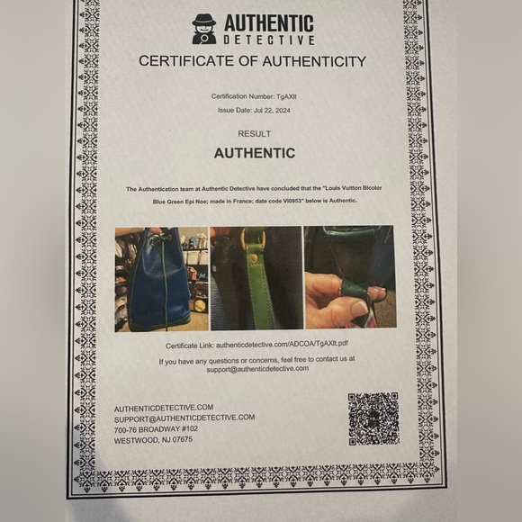 Louis Vuitton Noe Bucket Bag Bicolor Blue & Green Epi Leather with COA VI0953 - Picture 13 of 13